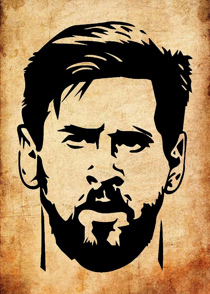 Lionel Messi Portrait Black and Beige