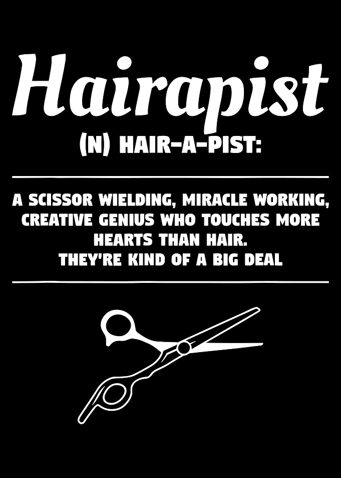 Hairapist Poster, Funny Hairstylist Definition Print, Scissors Wall Art for Salon or Studio