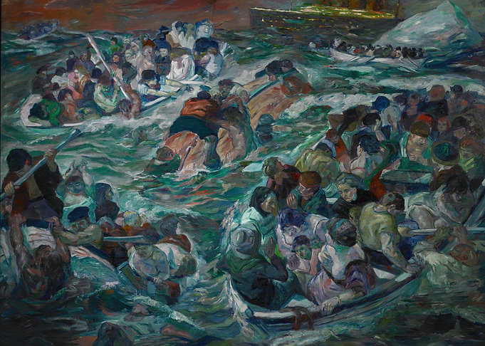 Distressed People in Lifeboats Painting