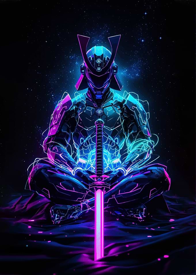 Cyberpunk Samurai Meditation