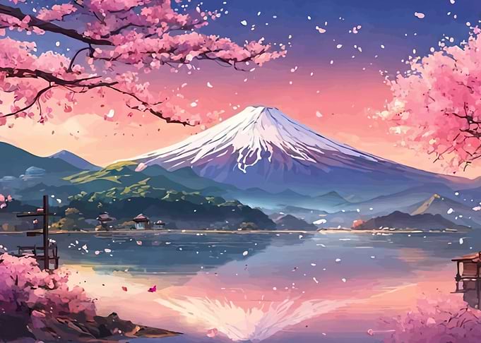 Mount Fuji and Cherry Blossoms