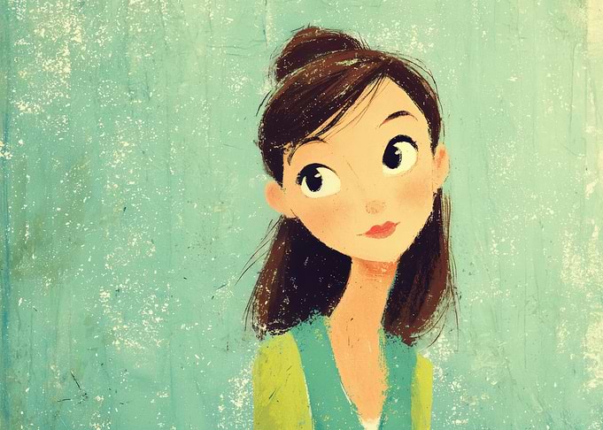 Cartoon Portrait of a Young Woman