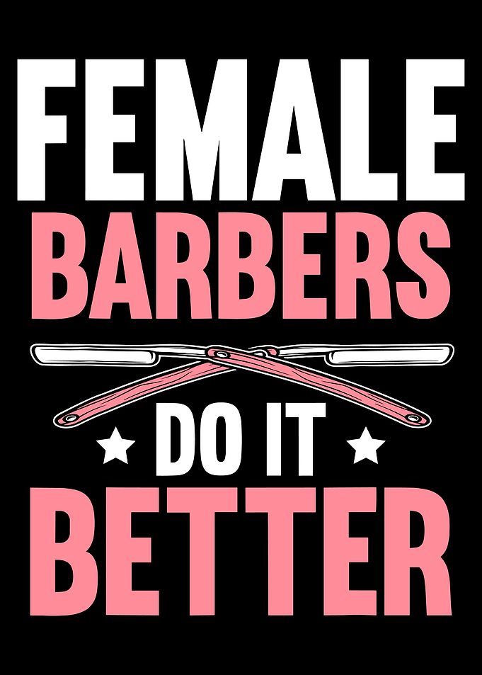 Female Barbers Do It Poster, Barber Shop Wall Art, Straight Razor Graphic Print