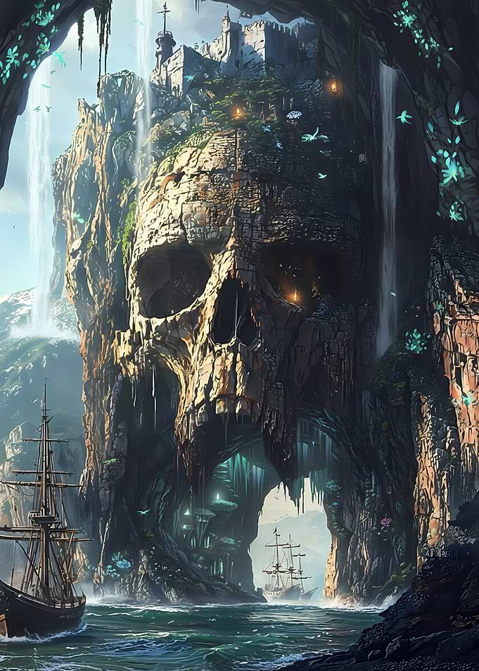 Skull Island Fortress with Ships