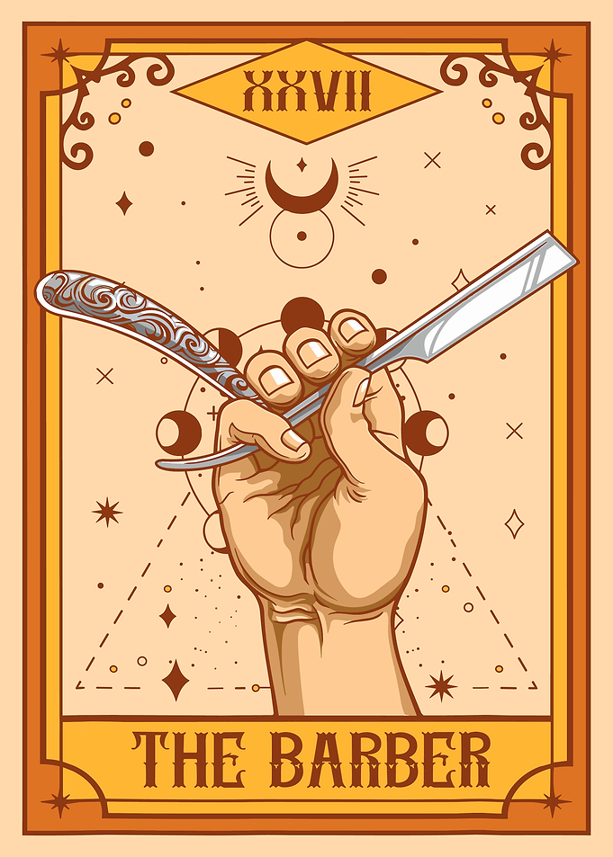 The Barber Tarot Poster, Vintage Tarot Card Art Print, Straight Razor Illustration Wall Art