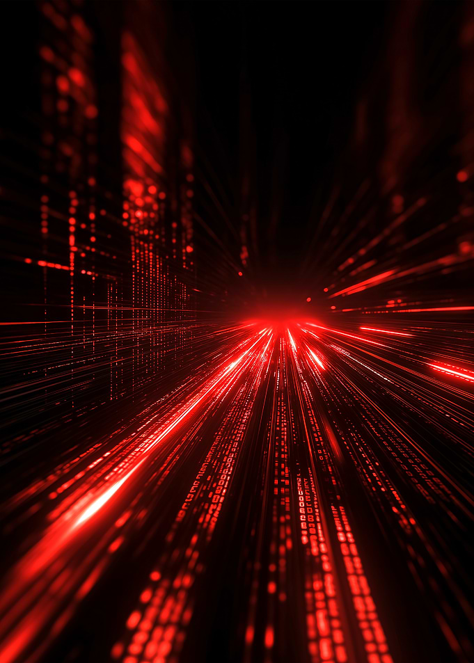 Abstract Red Data Stream Cyber City