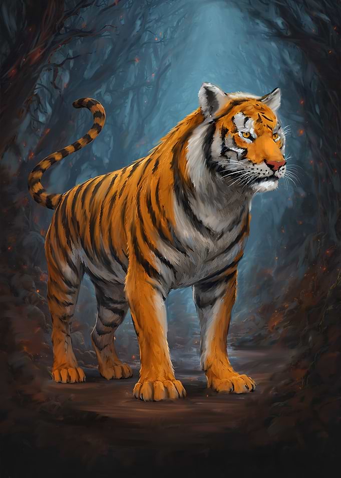 Majestic Tiger in Forest Digital Art