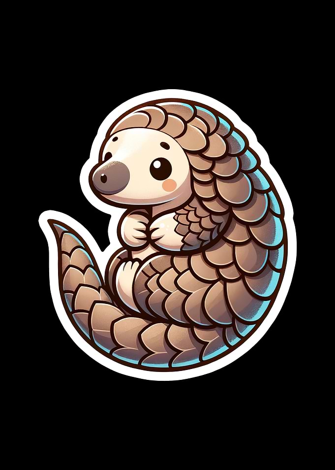 Cute Cartoon Pangolin Curled Up