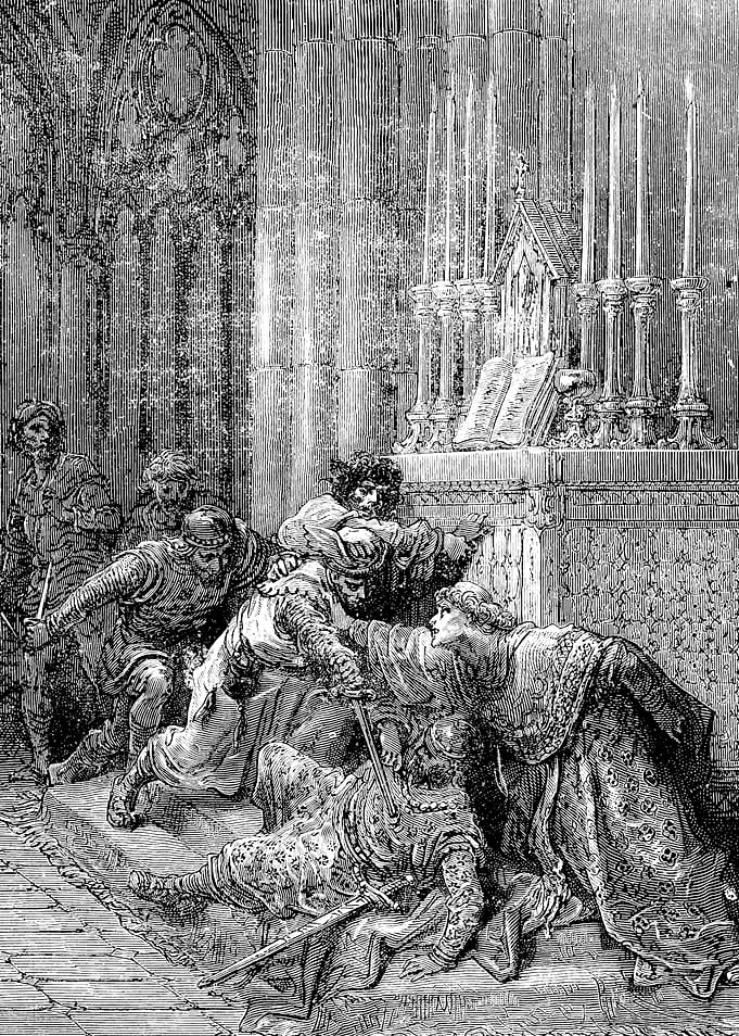 Assassination of Henry of Germany Gustave Dore Crusades Engraving