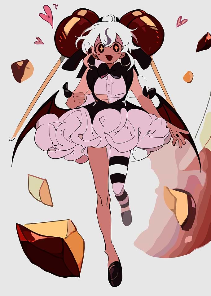 Anime Girl with Chocolate and Hearts