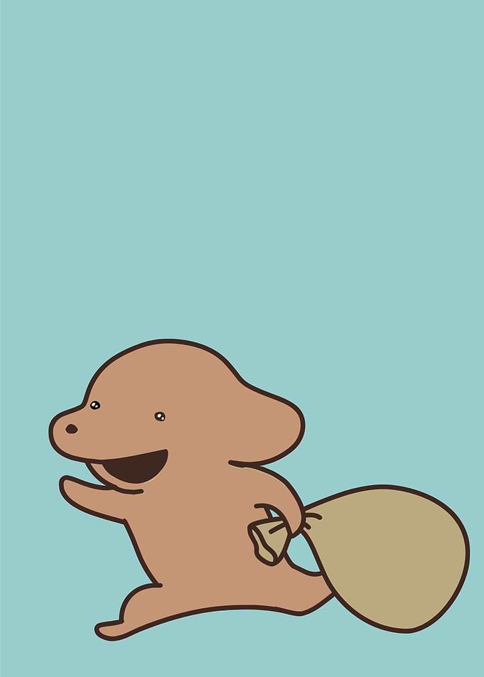 Cartoon Character Running with Bag