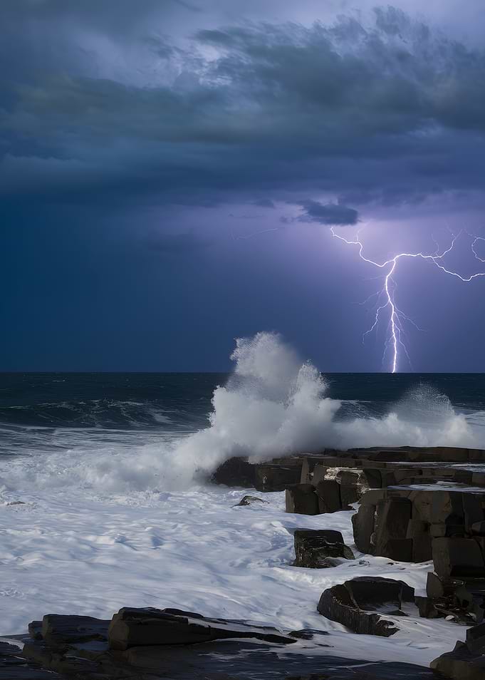 Ocean with Lightning Strike
