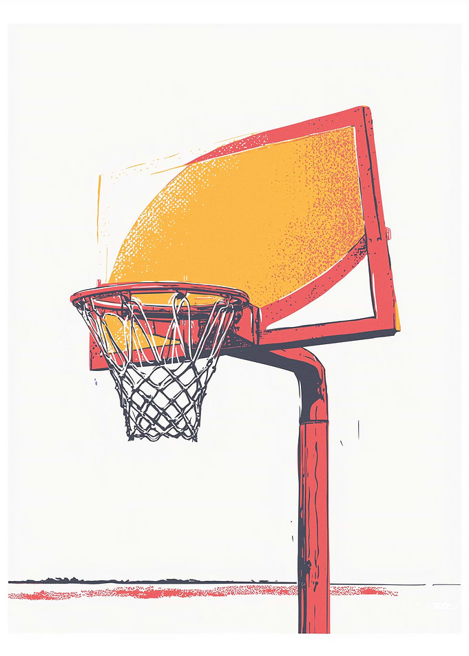Basketball hoop illustration with orange backboard