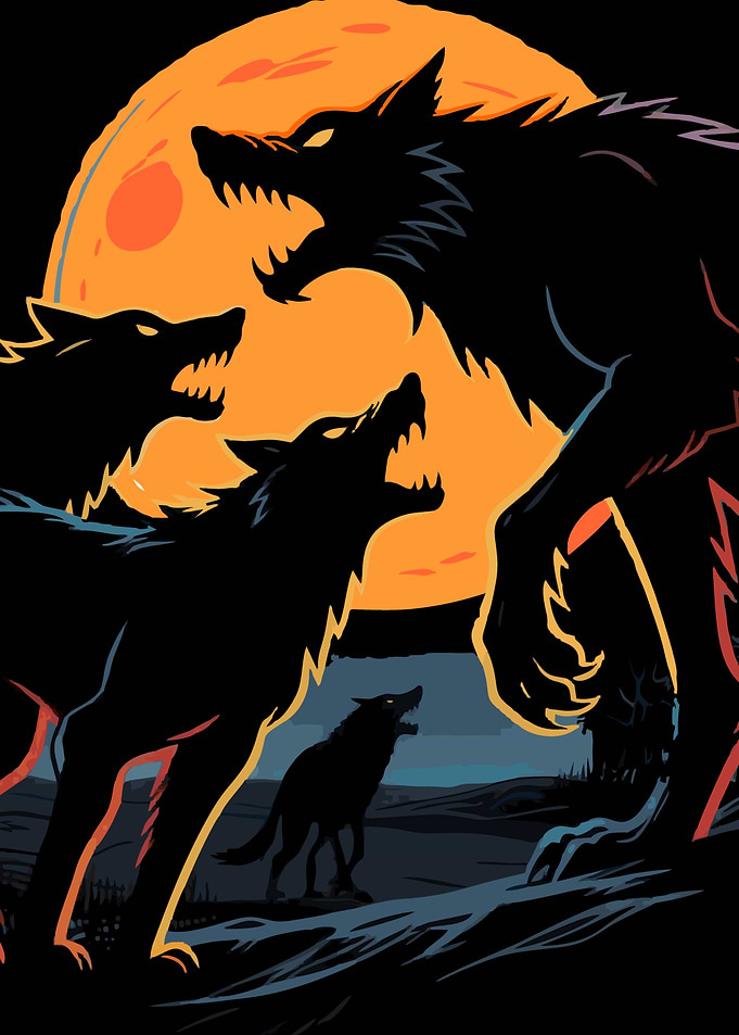 Werewolves Howling at the Moon