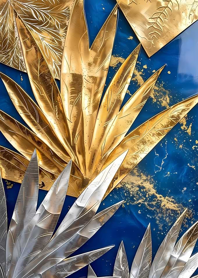 Golden and Silver Leaf Abstract Art
