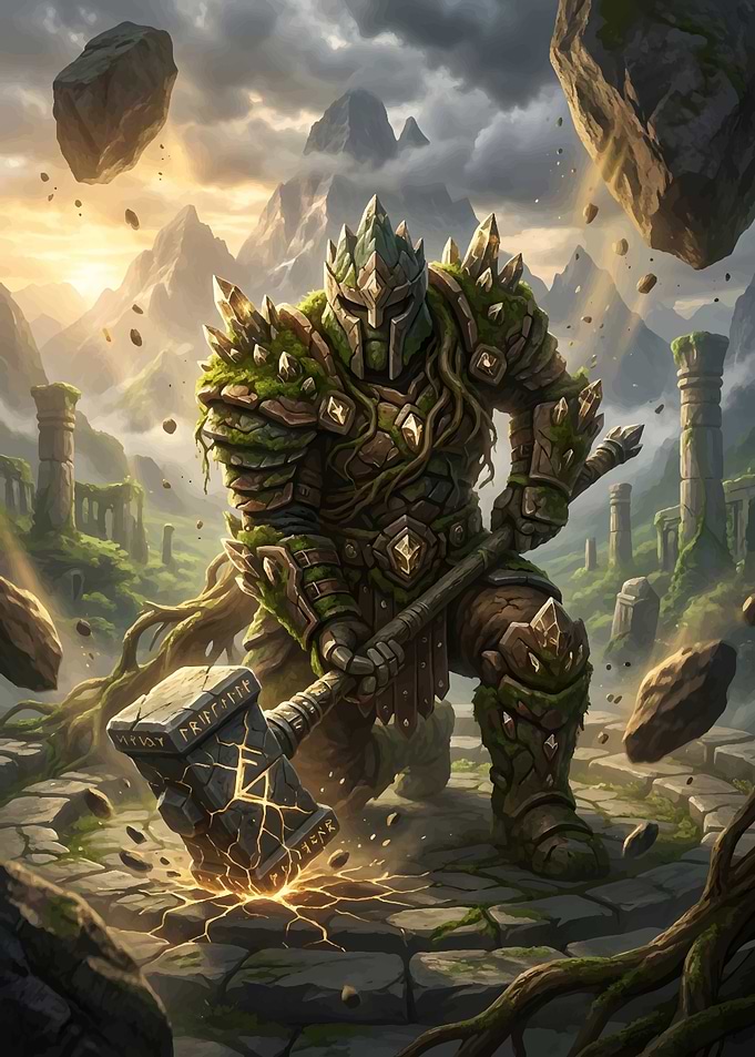 Stone Guardian with Hammer in Ruins