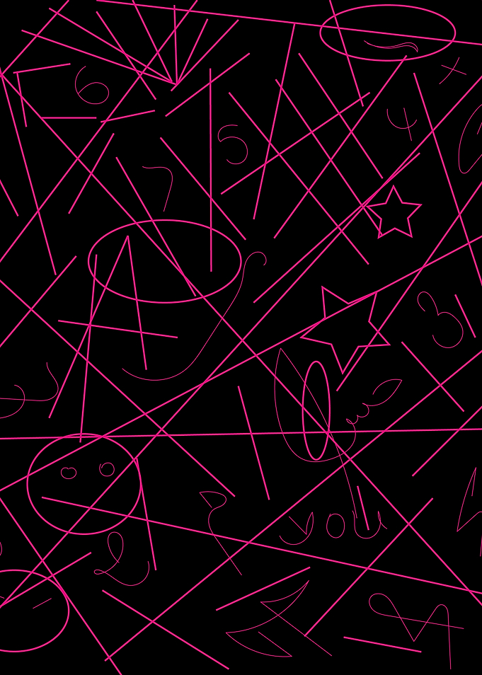 Abstract Pink Lines and Shapes on Black