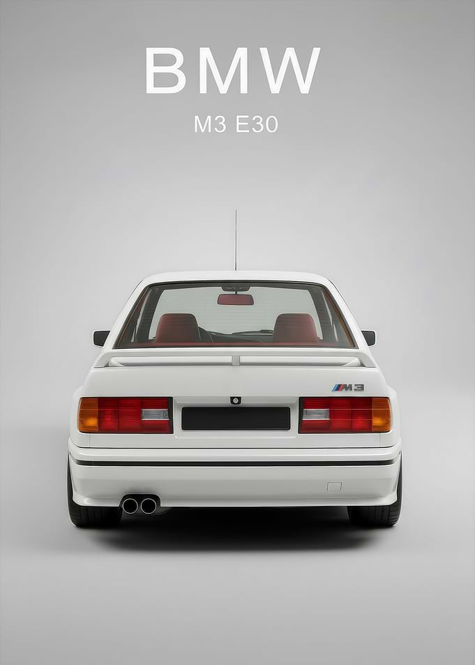 white BMW M3 E30 Rear View
