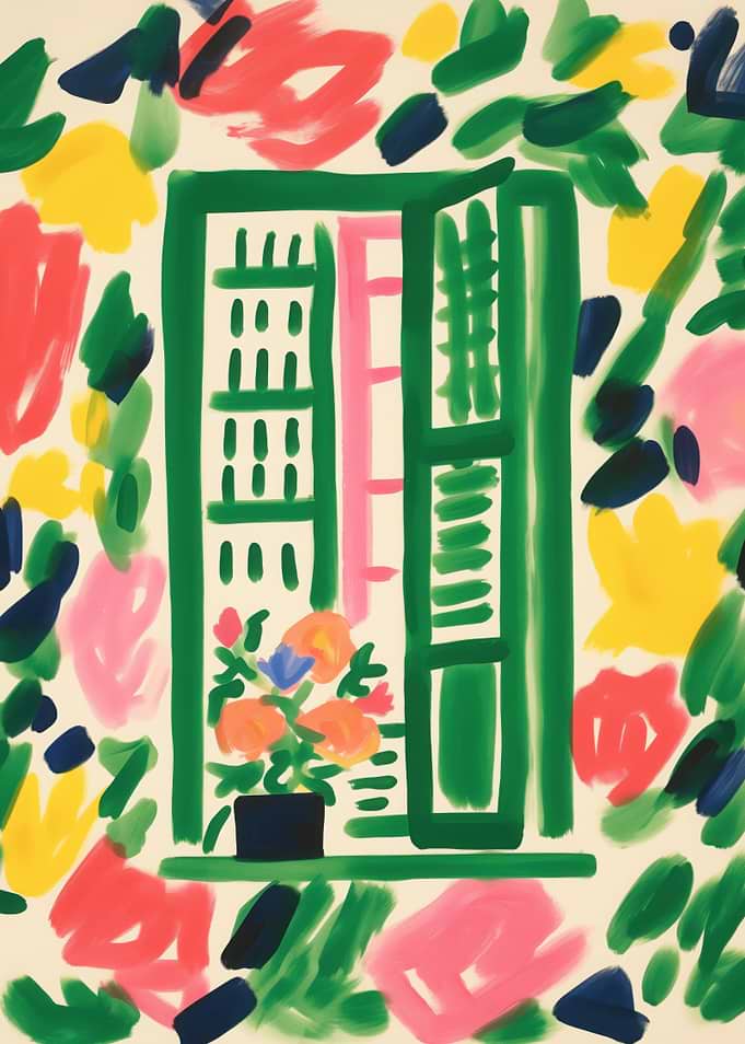 Floral Window Still Life Painting