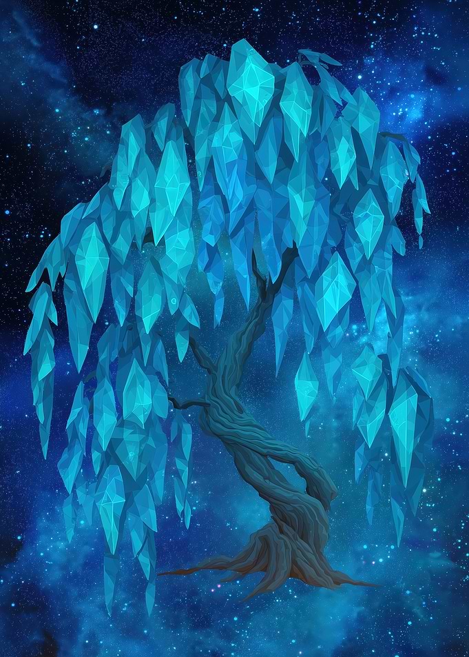 Crystal Tree in a Starry Sky