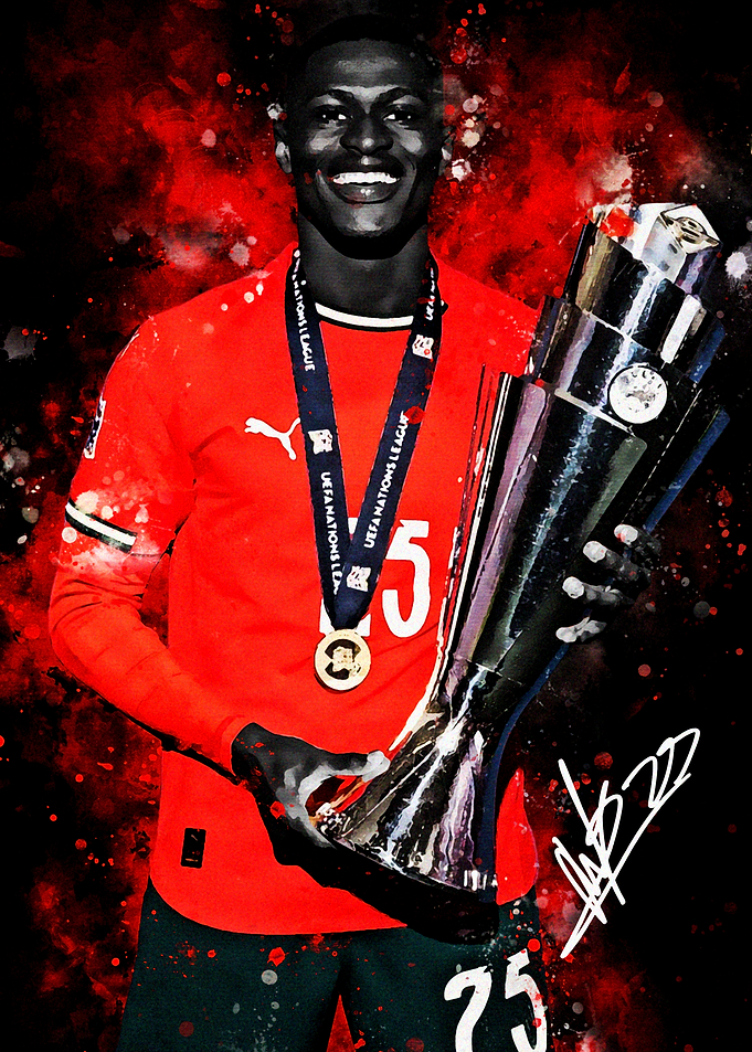 Nuno Mendes Holding Trophy Art