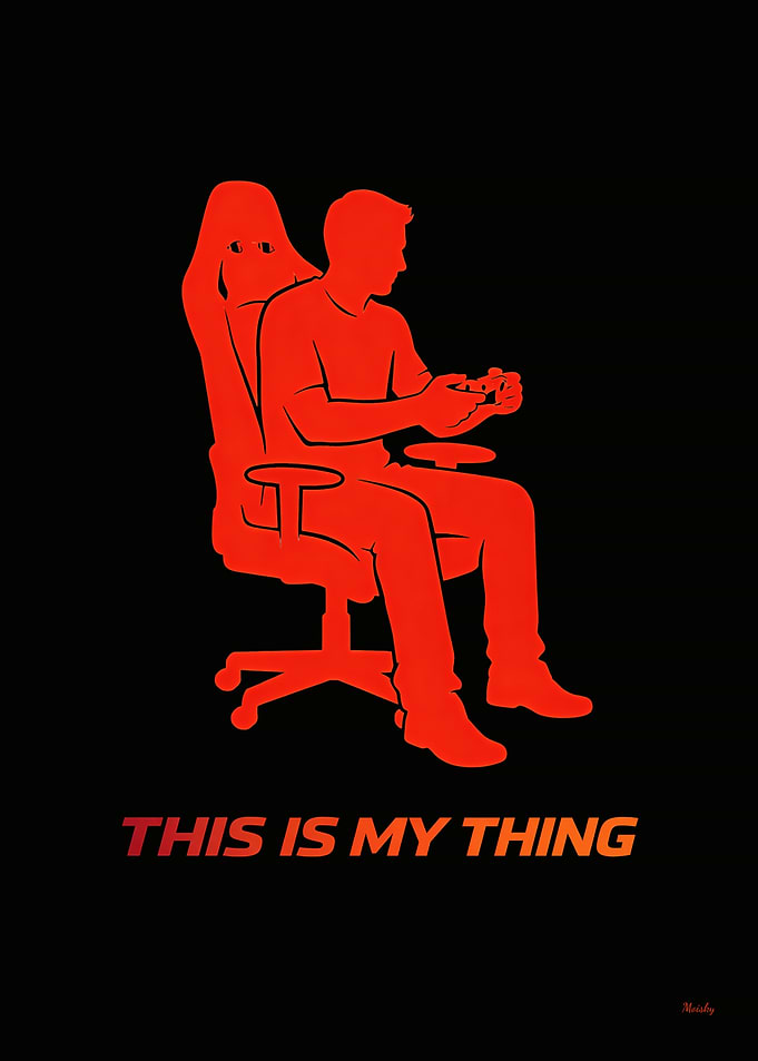 Minimalist Gamer Lifestyle Silhouette.