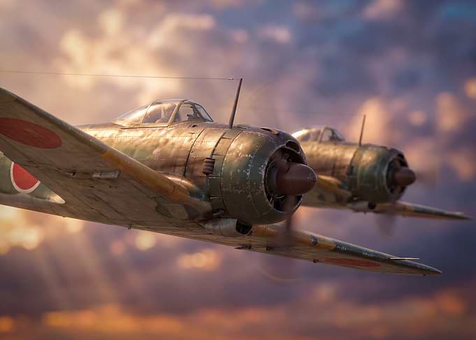 Two Japanese Planes Flying in Formation