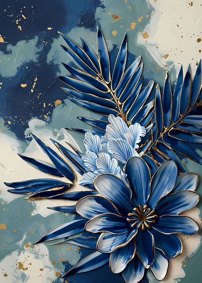 Blue and Gold Floral Arrangement