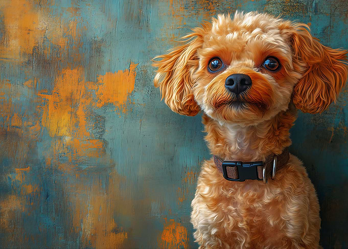 Portrait of a cute brown poodle