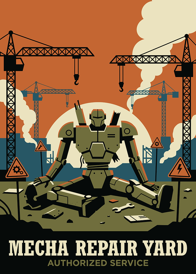 Mecha Repair Yard Poster