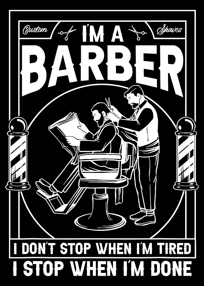 Barber Poster, Custom Shaves Wall Art, Haircut Workshop Print, Motivational Barber Decor