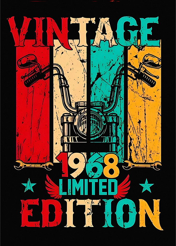 Vintage 1968 Limited Edition Motorcycle Art