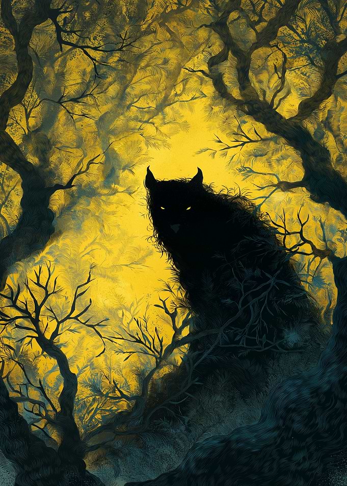 Shadow Creature in Eerie Forest