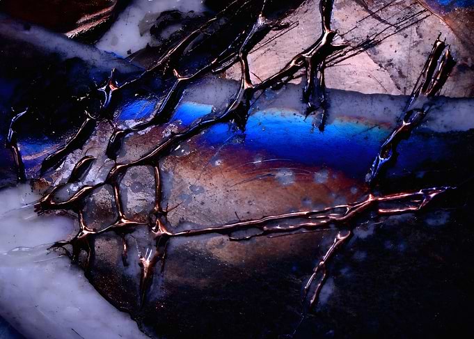 Blue & Copper Veins – Abstract Texture – Abstract Porcelain #5
