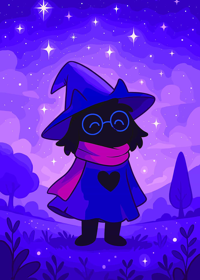 Ralsei in a starry night