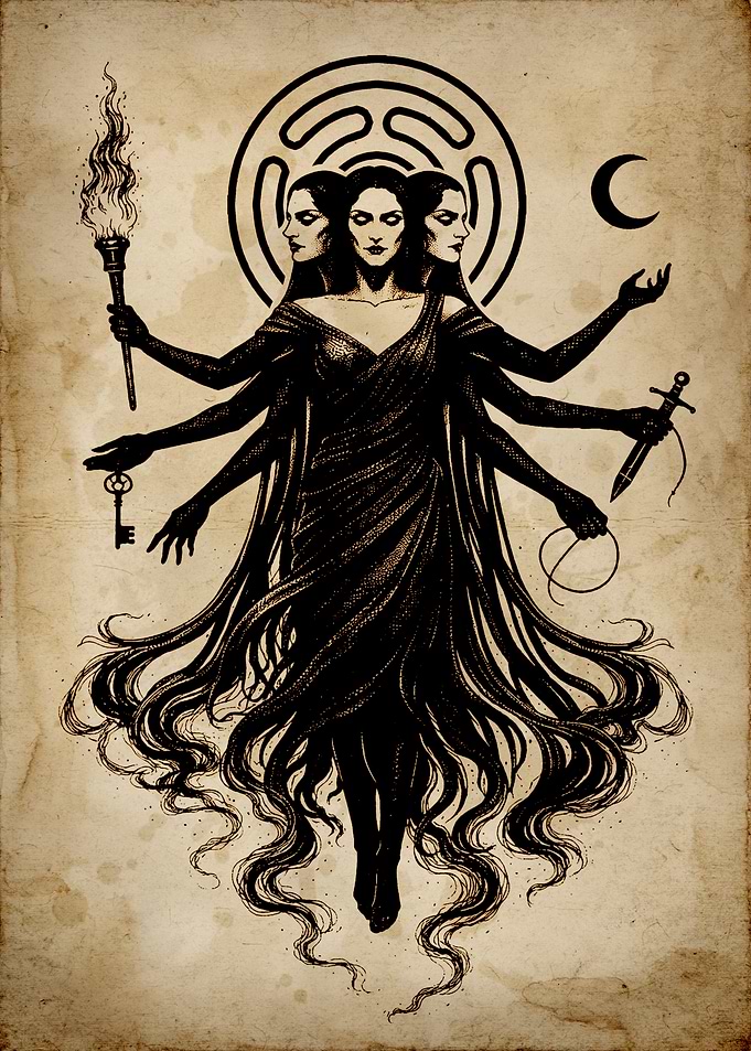 Hecate Goddess Old Illustration