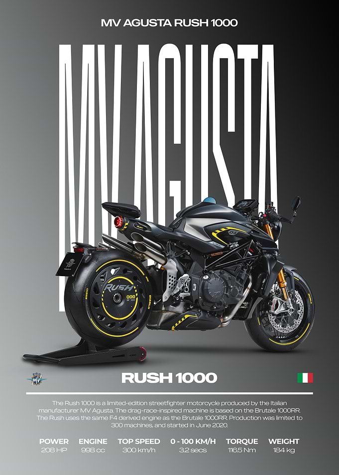 MV Agusta Rush 1000 Motorcycle Poster