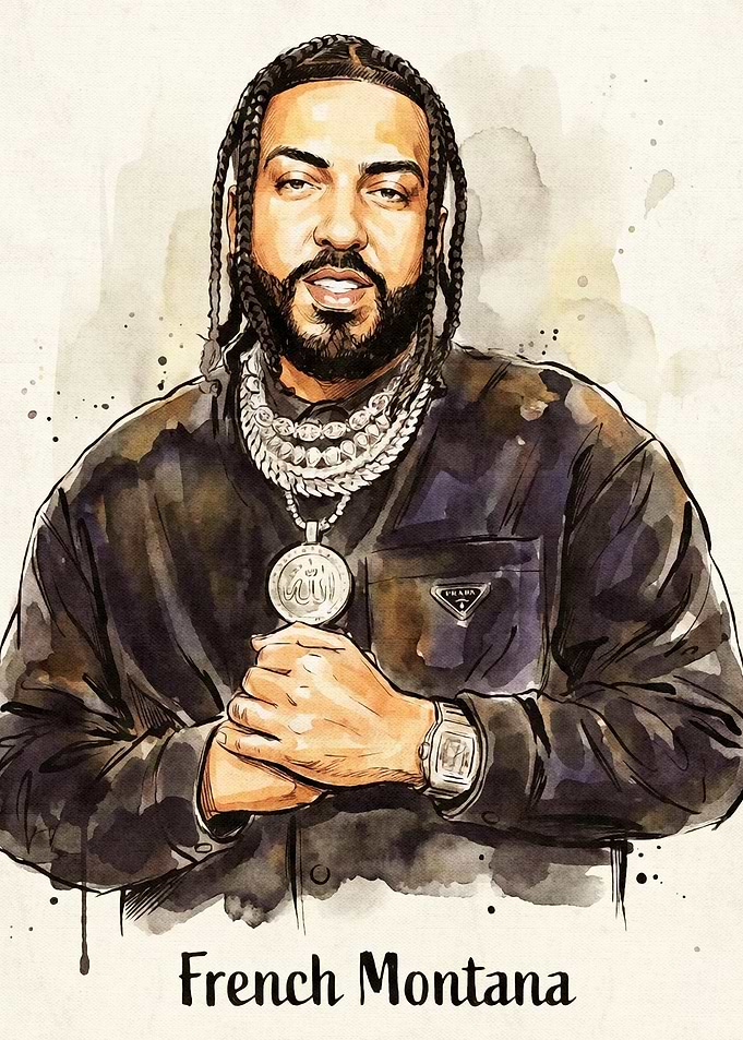French Montana Watercolor Portrait
