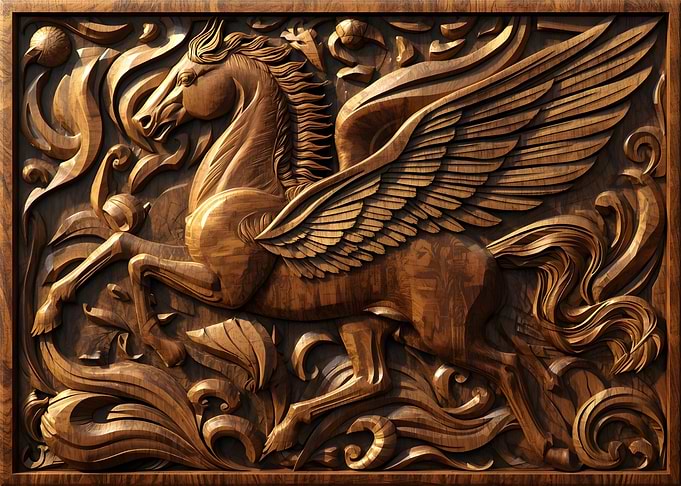 Wooden Pegasus Carving