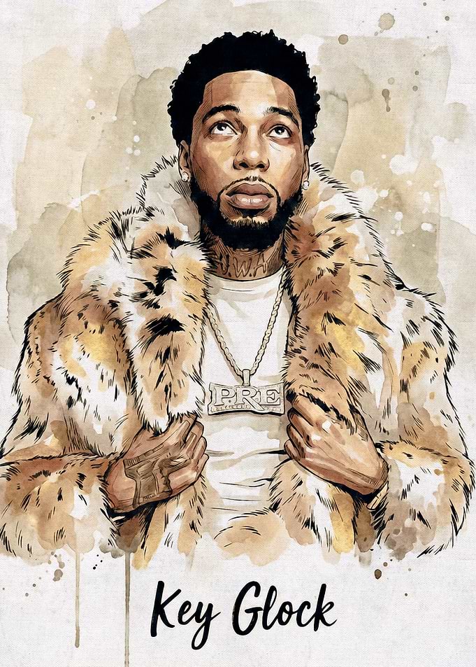 Key Glock Watercolor Portrait