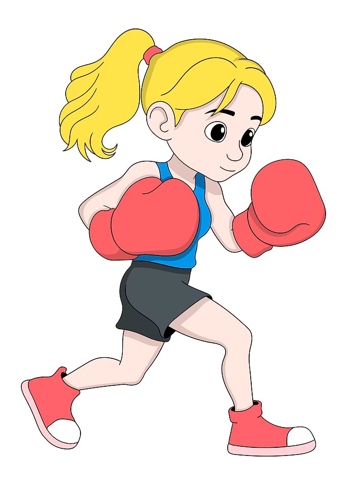 Cartoon Woman Boxing