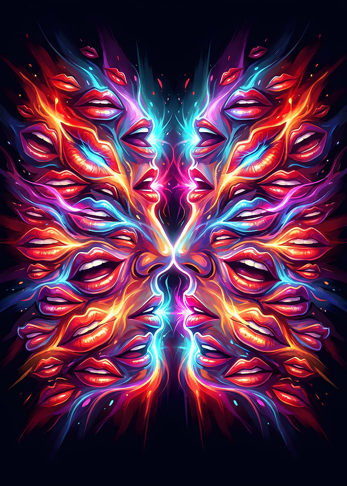 Kaleidoscopic Lips Abstract Digital Art