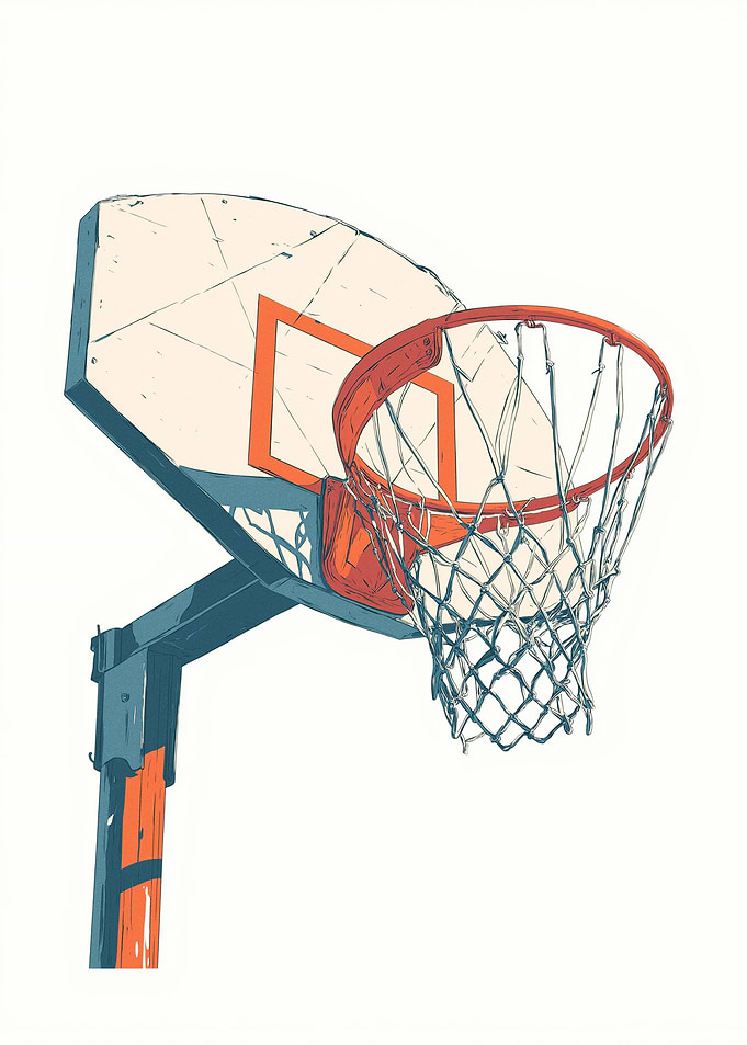 Basketball hoop illustration on white background