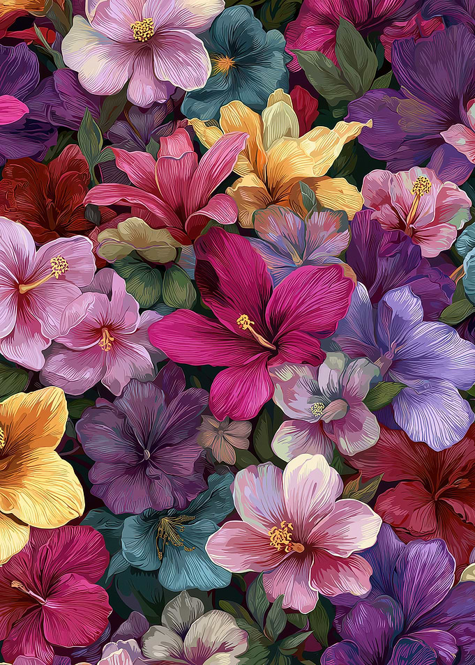Colorful Hibiscus Flower Pattern