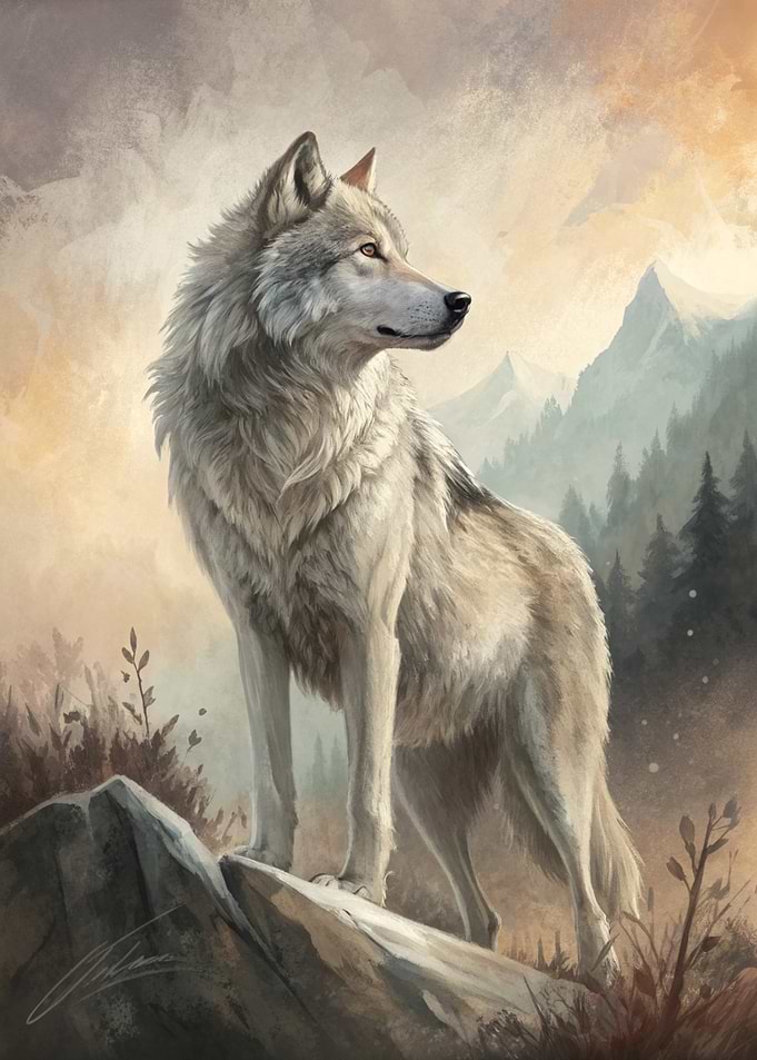 Wolf on a Rock