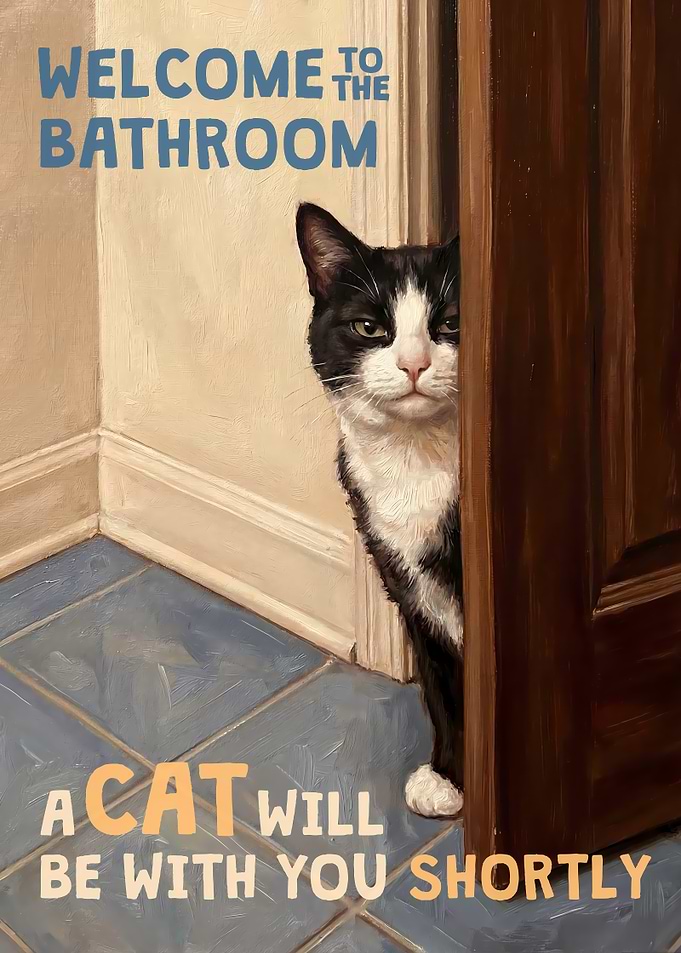 Welcome to the Bathroom Tuxedo Cat