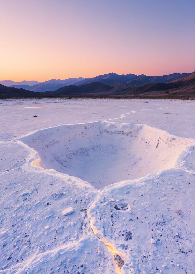 Salt Flat Sinkhole at Sunset