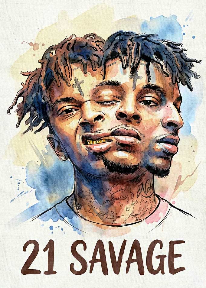 21 Savage Watercolor Portrait