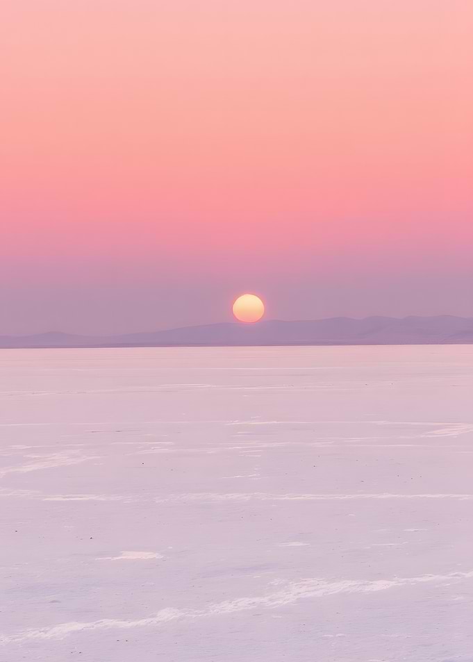 Pink Sunset Over a White Expanse