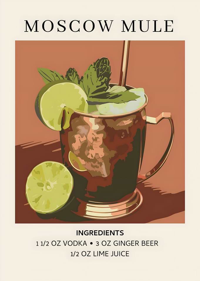 Moscow Mule Cocktail Recipe Illustration